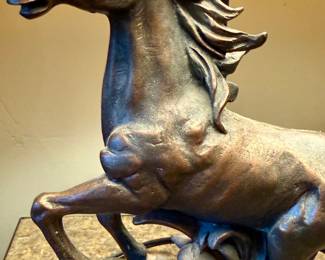 Bronze Horse Table Lamp with Parchment Shade