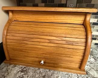 Oak Roll-Top Bread Box