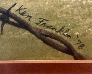 Ken Franklin 'Hawk on a Post' Watercolor