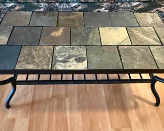 Slate Tile Top Coffee Table with Metal Frame