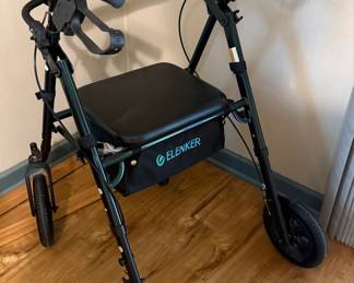 ELENKER All-Terrain Rollator Walker with Seat and Storage Bag