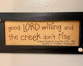 Country Style "Good Lord Willing" Framed Wall Art with Buttons