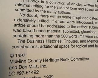 McMinn County, Tennessee and Its People 1819-1997 Book
