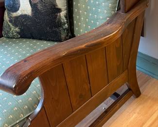 Rustic Wooden Armchair with Bear Pillow