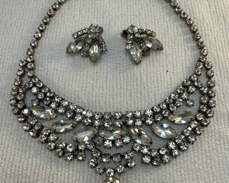 Rhinestone Choker Necklace and Earring Set