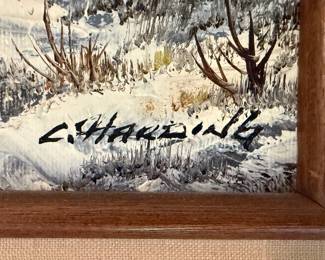 Winter Landscape Oil Painting by C. Harding