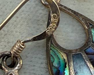 Sterling Silver and Abalone Teardrop Earrings - Bali Style
