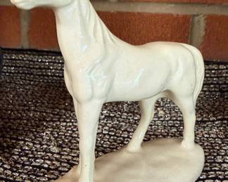White Ceramic Horse Figurine "Made in Japan"