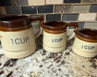 Farmhouse Rooster Ceramic Canister Set and Stoneware Measuring Jugs