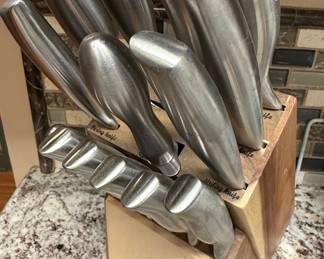 Santoku Knife Set with Wooden Block