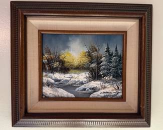 Winter Landscape Oil Painting by C. Harding