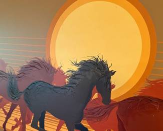 Letterman 'Horses in the Sunset' Painting