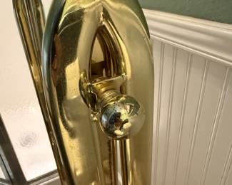 Hollywood Regency Style Brass Cheval Floor Mirror