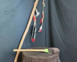 Native American Drum And Talking Stick