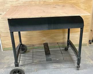 Metal Wood Workbench Cart