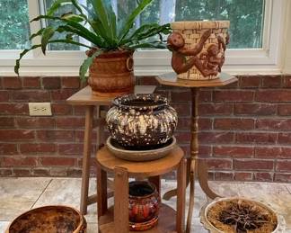 Antique Planters Wooden Stands