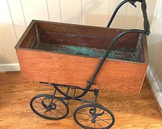 Antique Stroller Base Planter