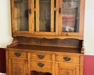 Antique Quarter Sawn Oak Buffet Cabinet