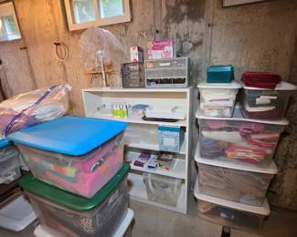 Fabrics sewing supplies storage bins shelf