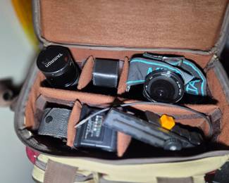 Camera, bag and lenses 