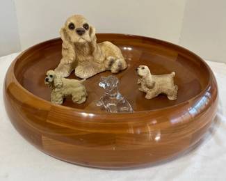 Wooden Bowl And Cocker Spaniel Decor