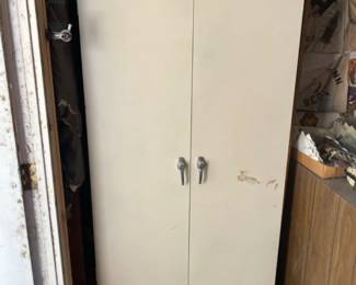 Metal Four Shelf Adjustable, Locking Cabinet