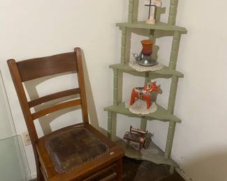 Vintage Vibe Chair And Corner Shelving Unit With Cool Decor