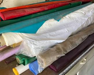 Large Used Fabric Rolls Of Vinyl, Pleather, Sateen And More