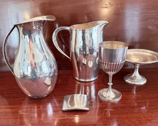 Marciel Sterling Pitcher, Jawi Sterling Pitcher, Robert Pringle & Son Sterling Chalice