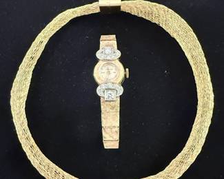 Duch Claramunt 18k Mesh Necklace and a 14k Gold and Diamond Ladies Watch