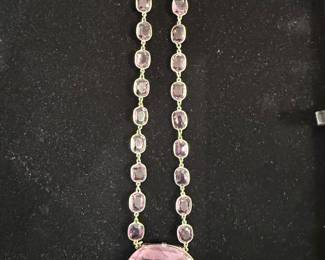 Gilt Sterling Necklace with Amethyst Glass