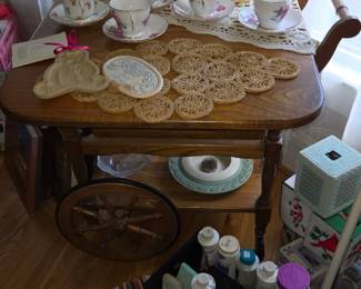 Oak tea cart