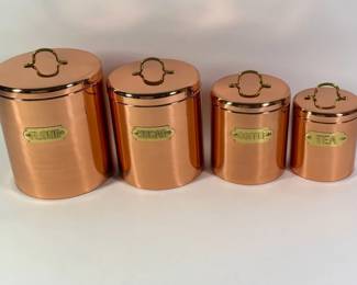 Old Dutch Copper Canister Set, Vintage