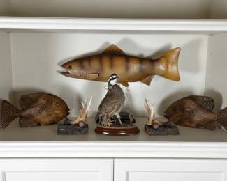 Wooden Fish And Wild Bird Decor