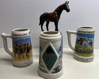 Oak Tree Beer Steins, plus Horse Sculpture