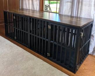 6 Dog Crate Double Room Side Doors  Wood Top