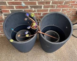 Large, Heavy Duty, Planting Containers And Copper And Glass Lawn Ornament