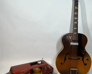 Vintage Toys Featuring 70s Tonka Van And Harmony Guitar