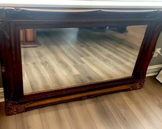 Large Beveled Mirror Inside Ornate Gold Baroque Style Frame