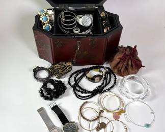 Bombay Jewelry Box Filled with Watches, Bracelets, and More