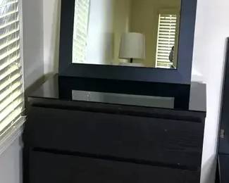 Black Three Drawer Dresser And Mirror