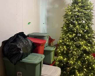 Balsam Hill  Luxury Faux Christmas Tree Plus 11 Totes Of Decor