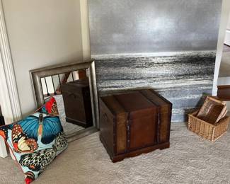 Oversized Canvas Art, Framed Mirror, Wooden Storage Box And More