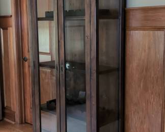 Dark Wood And Glass Display Cabinet