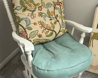 White wooden glider with cushions, very nice