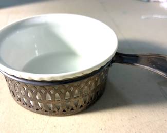 Sterling holder for small ceramic bowl
