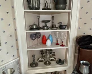 Pewter, silver, hand blown glass