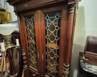 Leaded glass curio cabinet