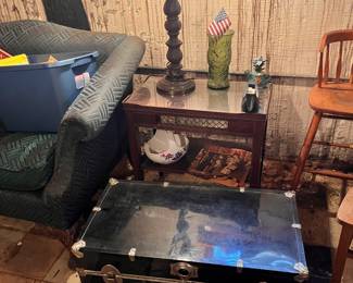 Trunk , table, lamp