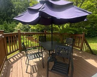 Patio table set with umbrella